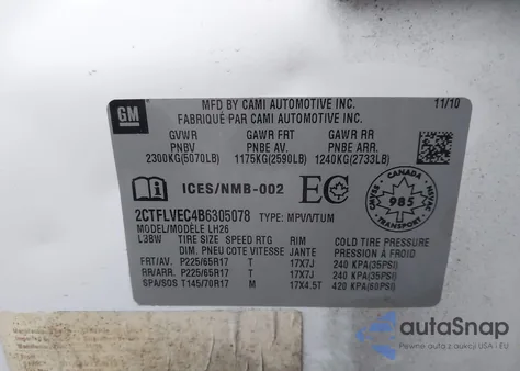 2011 GMC Terrain Slt-1 from USA, damaged, VIN 2CTFLVEC4B6305078